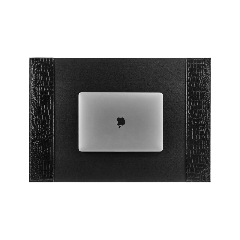 Graphic Image Small Blotter, Embossed Croc Leather, Black Croc