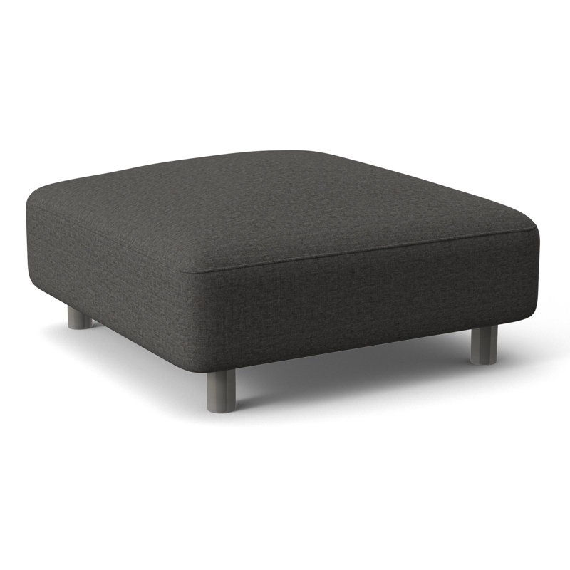 Avanni Outdoor Ottoman with Cushion, Cream Linen 6025-002, Silver