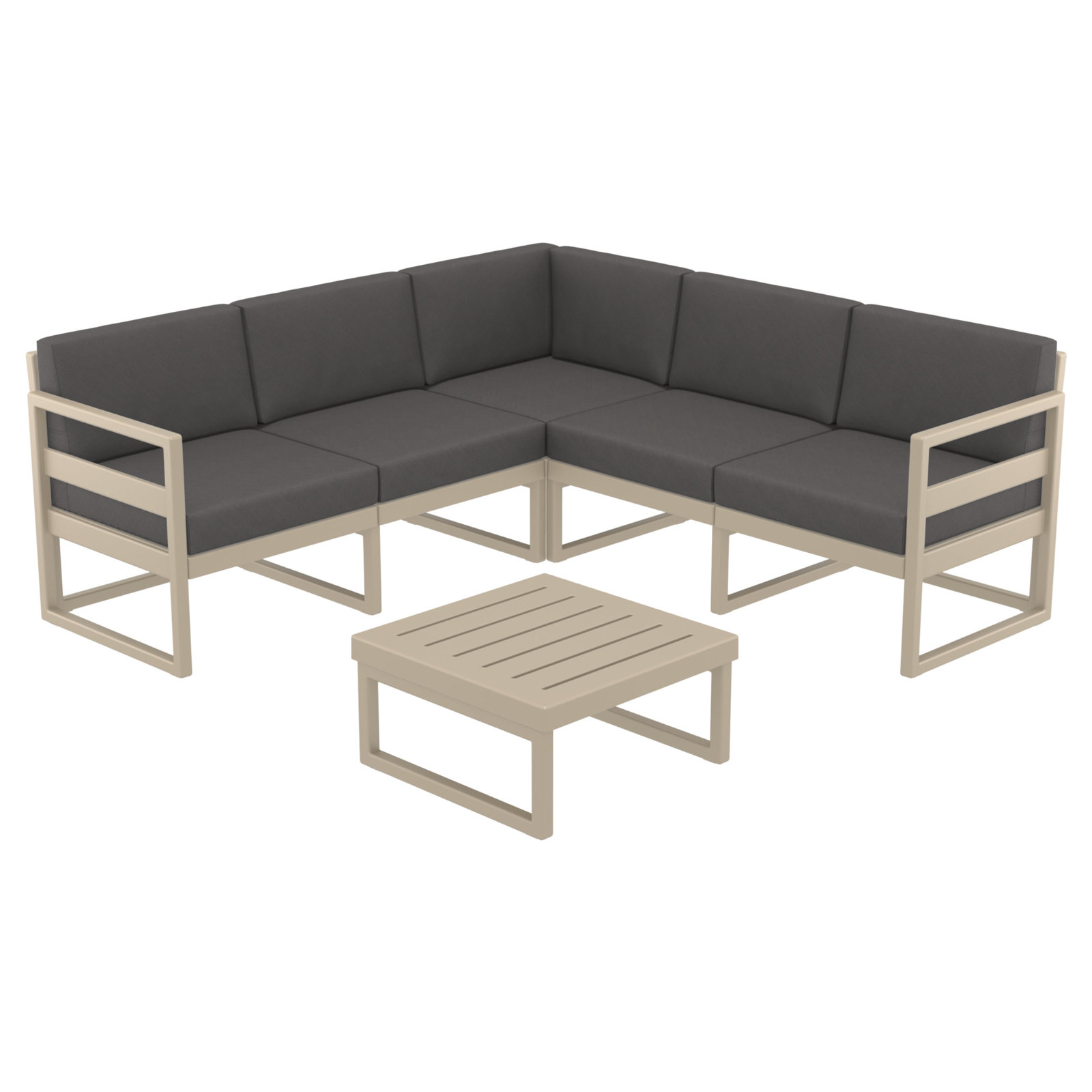 Lane 5 - Person Modular Patio Conversation Set with Cushions, Charcoal, Taupe