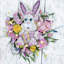 Lapin de Pâques avec couronne de printemps aux œufs