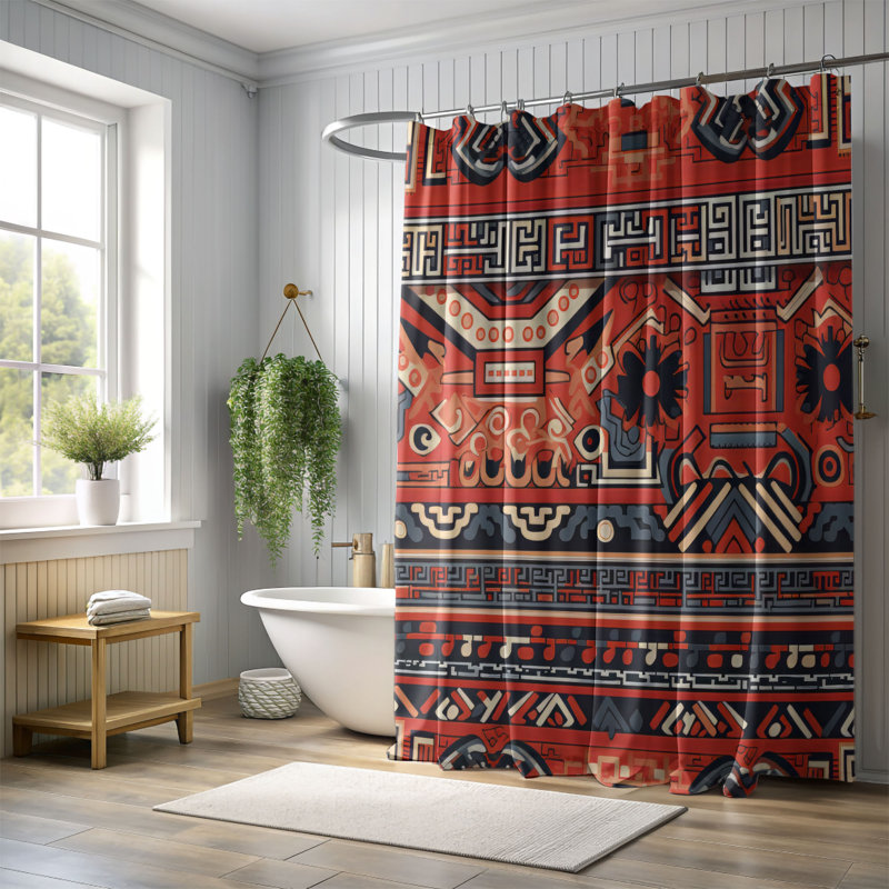 Motifs Indigènes - Rideau de douche Premium, H 74 po x l 71 po