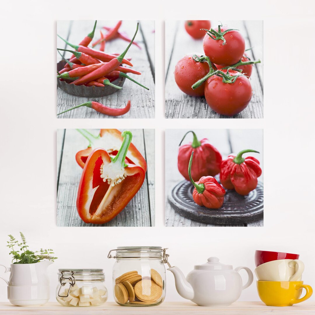 4-tlg. Leinwandbilder-Set Red Vegetables