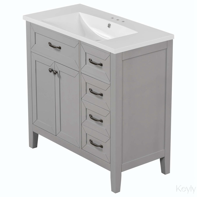 Meuble-lavabo 36 po avec lavabo et tiroirs 36 po, Gris