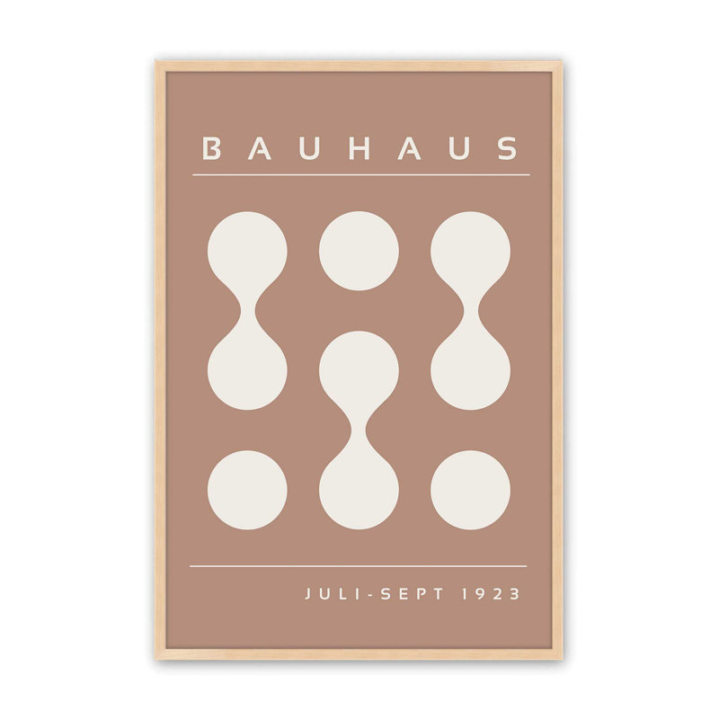 Imprimé brun Bauhaus Flow II, H 25 po x l 19 po x P 1,25 po, Reproduction encadrée sans passe-partout, Érable brut
