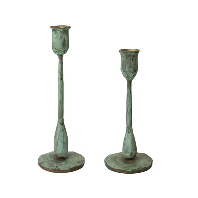 Brass Patina Iron Taper Candle Holders
