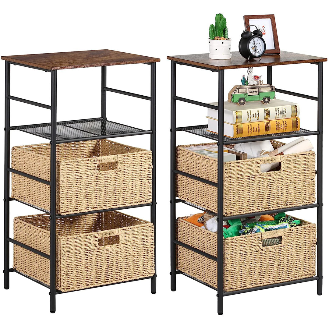 17.3'' W Metal Nightstand (Set of 2) Vecelo