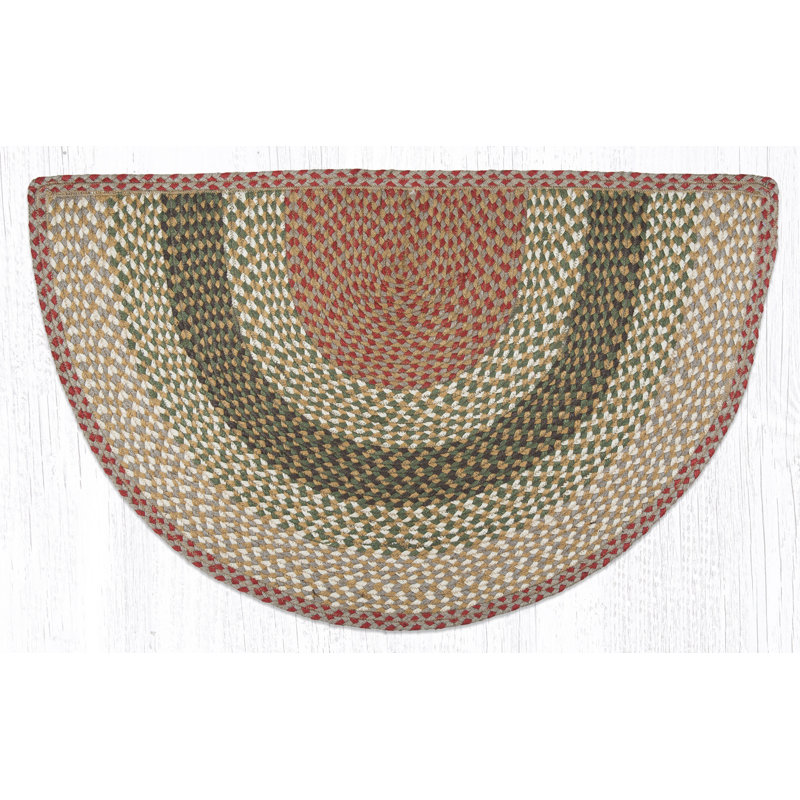  Large Jute Rug Slice Accent 24"x39", Semi-Circle 2' x 3'3"