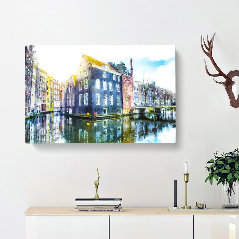 Reflections Of Amsterdam - Wrapped Canvas Print, 60cm H x 91cm W x 3cm D