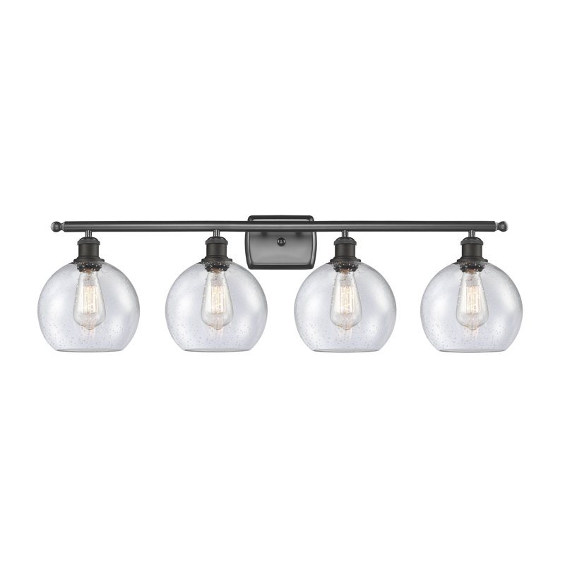 Éclairage de salle de bain à intensité variable 4 lumières Baptista, Transparent, Ampoule DEL 6 watts Vinage, Bronze huilé