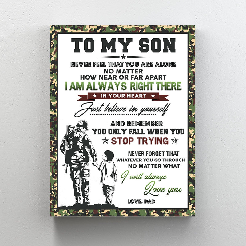 «A Letter To Son - Never Feel That You Are Alone I Am Always Right There», reproduction d'art graphique sur toile tendue 1 pièce