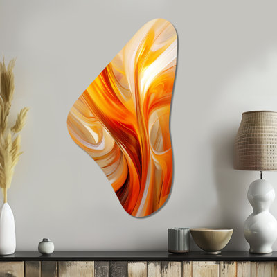 Coreta - Fractals, impression asymétrique sur métal, décoration murale orange en métal Freeform