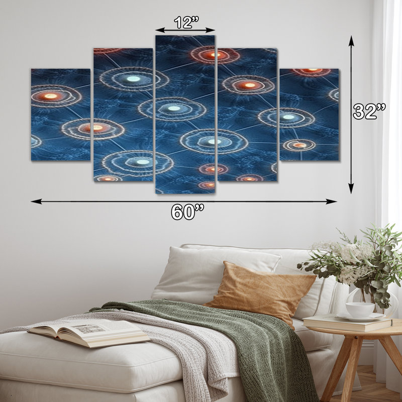 «Abstract Light Infinity Matrix II», art mural sur toile Fractals - 5 panneaux
