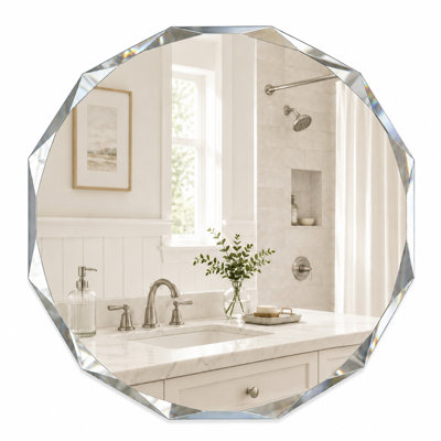 Beveled Frameless Wall Mirror Bathroom Vanity Mirror