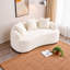 Elegant White Curved Loveseat - Cozy 2-Seater Sofa with Chenille Fabric & Plush Comfort for Small Spaces-2012021857