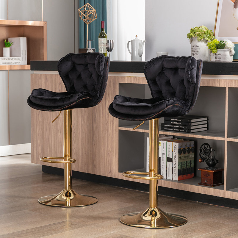 Tabourets de bar rembourrés (ensemble de 2), Noir