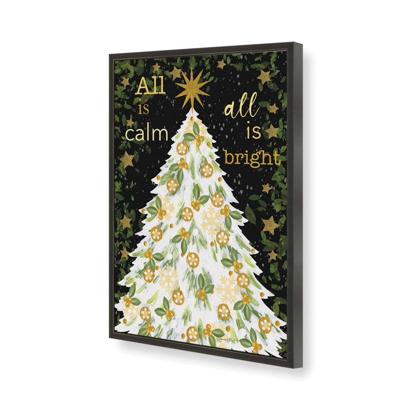 «All is Calm Christmas Tree» par Annie Lapoint, reproduction d'art, Noir, L 20 x H 30, Impression encadrée