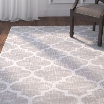 Tapis gris/ivoire tissé à la main Lissette