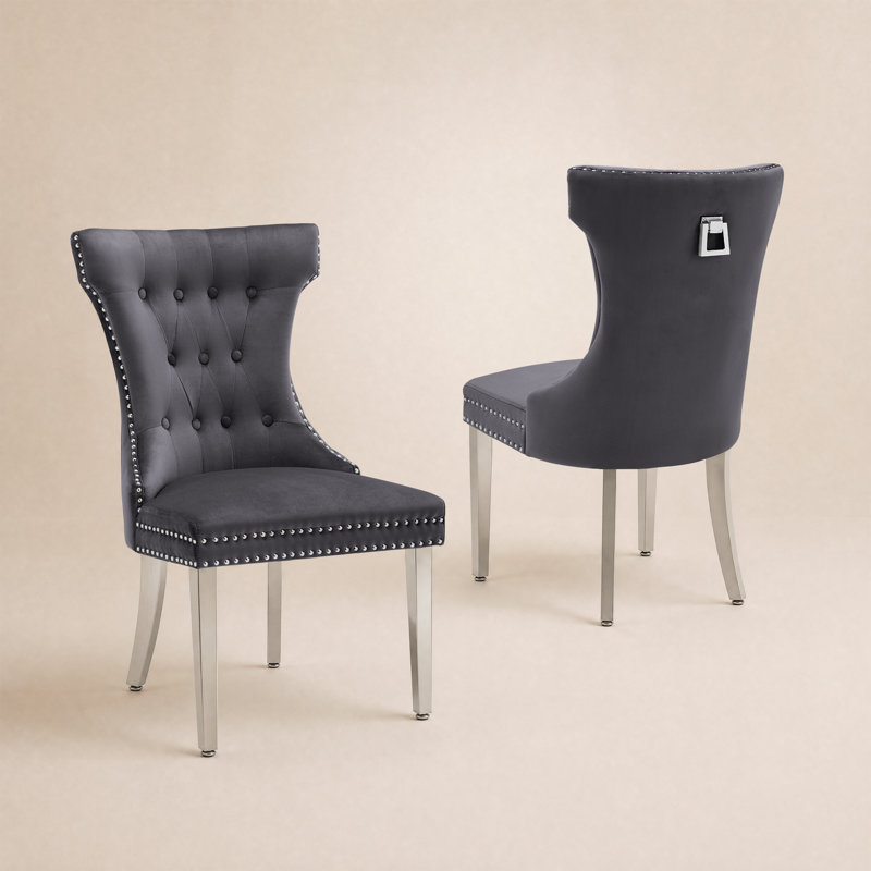 Fauteuil à oreilles Haikey, Argent, Gris foncé