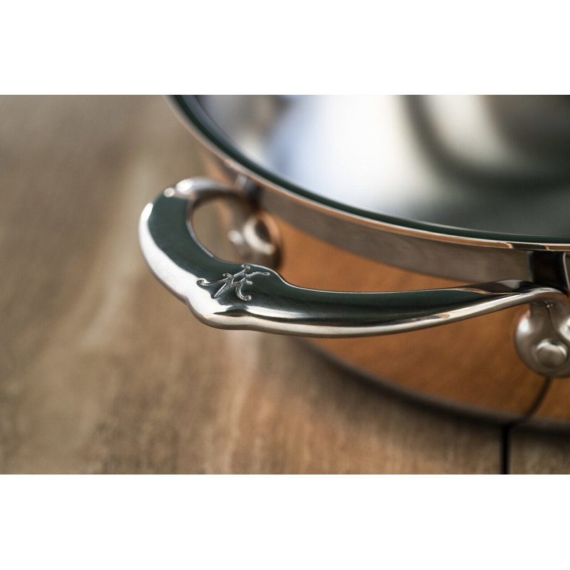 Poêle essentielle recouverte de cuivre Hestan avec poignée, 3,5 pte
