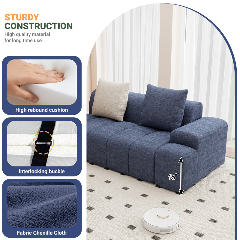 Causeuse modulaire Boneless, Bleu