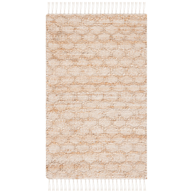 Tapis ivoire / naturel tissé à la main Jenson, Rectangle 5 pi x 8 pi