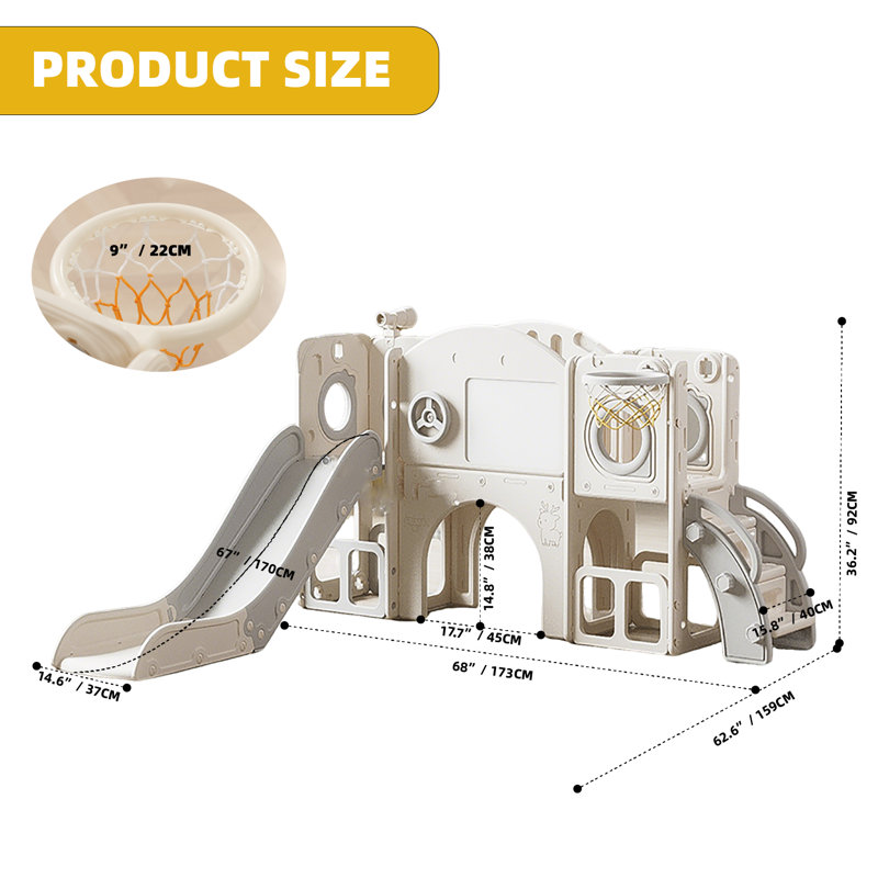 Grimpeur en plastique l 72,6 po Feanch, Beige/gris