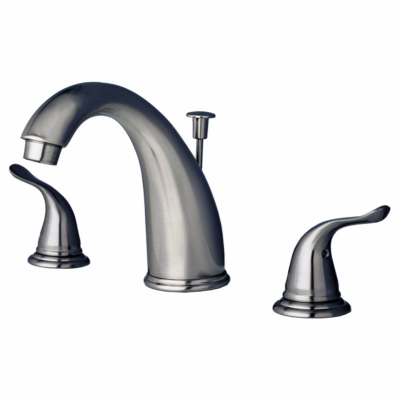 Widespread 2-handle Bathroom Faucet with Drain Assembly, Brushed Nickel