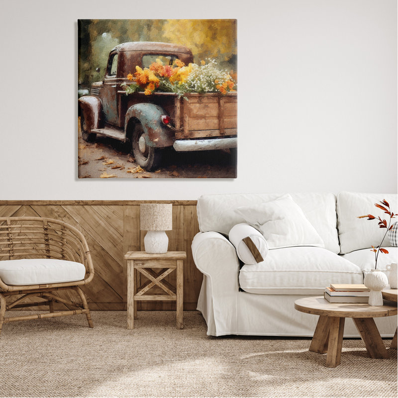 " Autumnal Plants In Truck ", 36" H x 36" W x 1.5" D