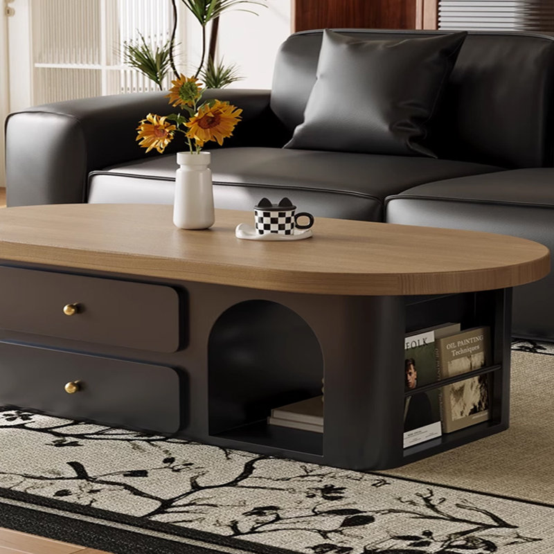 Minimalist solid wood coffee table, 15.74" H x 62.99" W x 27.55" D