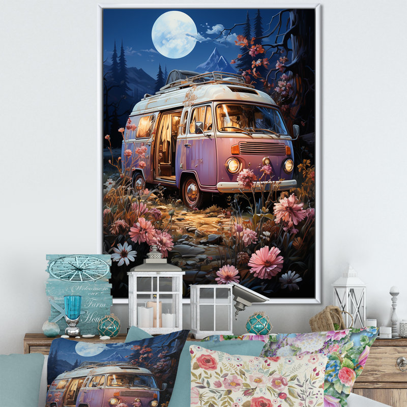 Camping Alpine Expedition - Art mural de voyage en camping, Cadre flottant blanc, H 32 po x l 16 po x P 1 po