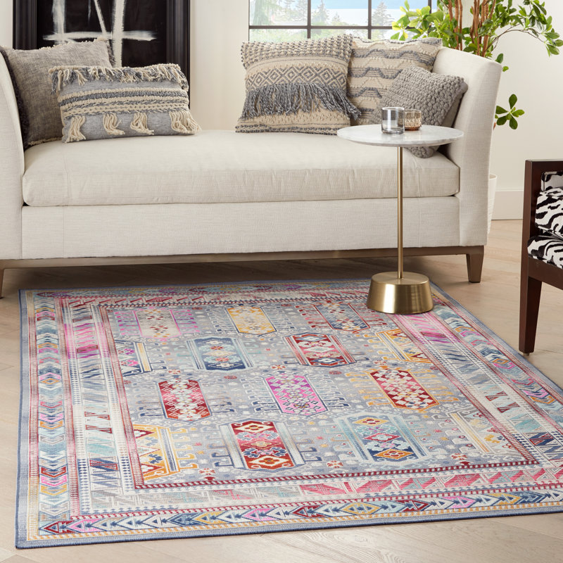 Tapis rouge / gris / bleu Wilbar, Rectangle 4 pi x 6 pi