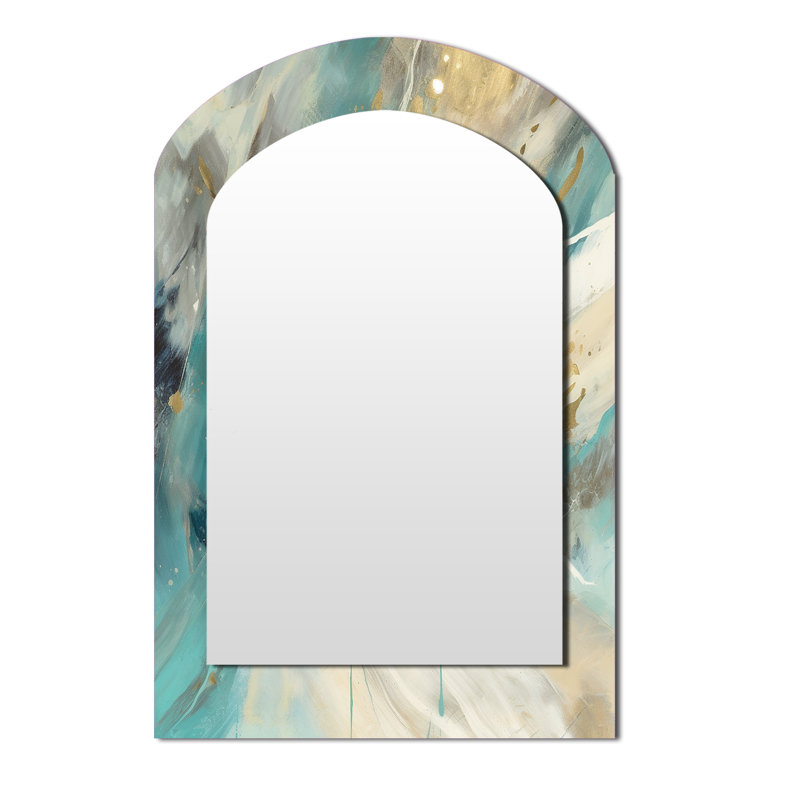 Turquoise Serendipity, peinture abstraite II - miroir mural moderne sarcelle, 43 po x 33 po