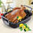 Cook N Home Basics 17 x 13 Inch Specialty Nonstick Roaster Pan, Turkey Roasting Pan Bakeware with Rack, Black