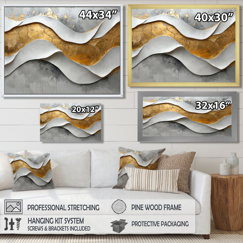 Almonte II - Abstract Large Wall Art, H 12 po x l 20 po, Cadre flottant, Blanc