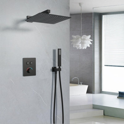 Systèmes de douche avec douche à effet pluie de 11,8 po et panneau à main haute pression amélioré, valve brute