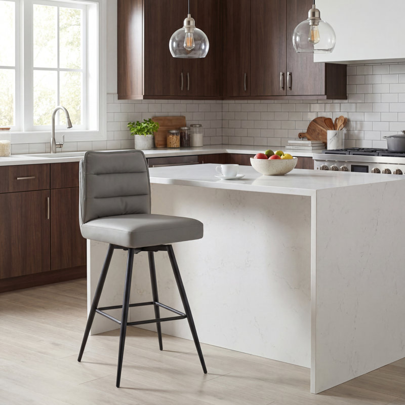 Upholstered Faux Leather Bar Stool