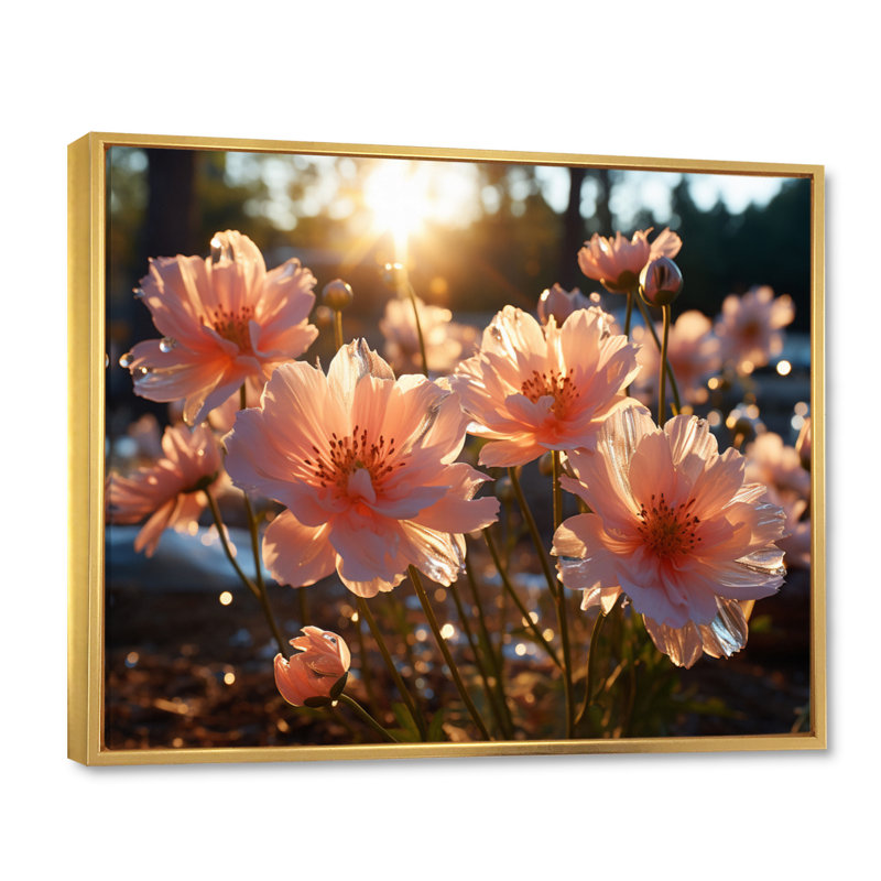 Carnations Field I, reproduction d'art sur toile, H 16 po x l 32 po x P 1 po, Cadre flottant doré