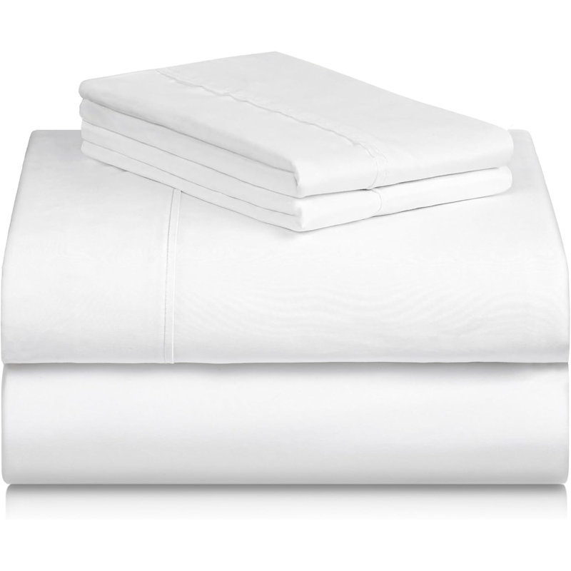 Luxclub 4 PC Aqua Silky Soft Cooling Deep Pocket Performance Sheet Set, Snow White, King Sheet Set with 2 Pillowcases