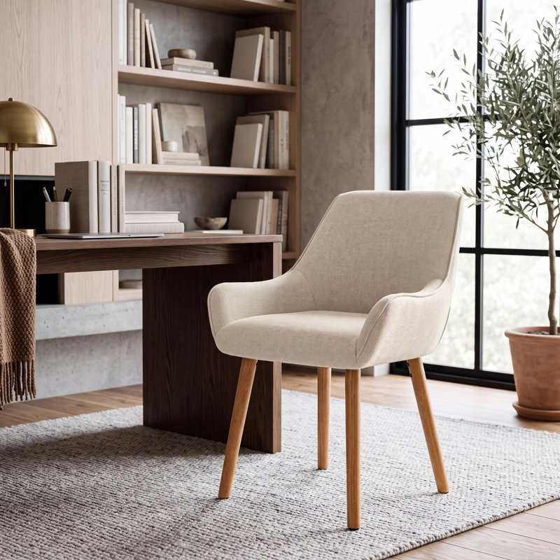 50cm H Upholstered Upholstered Back Armchair, Beige, Beige