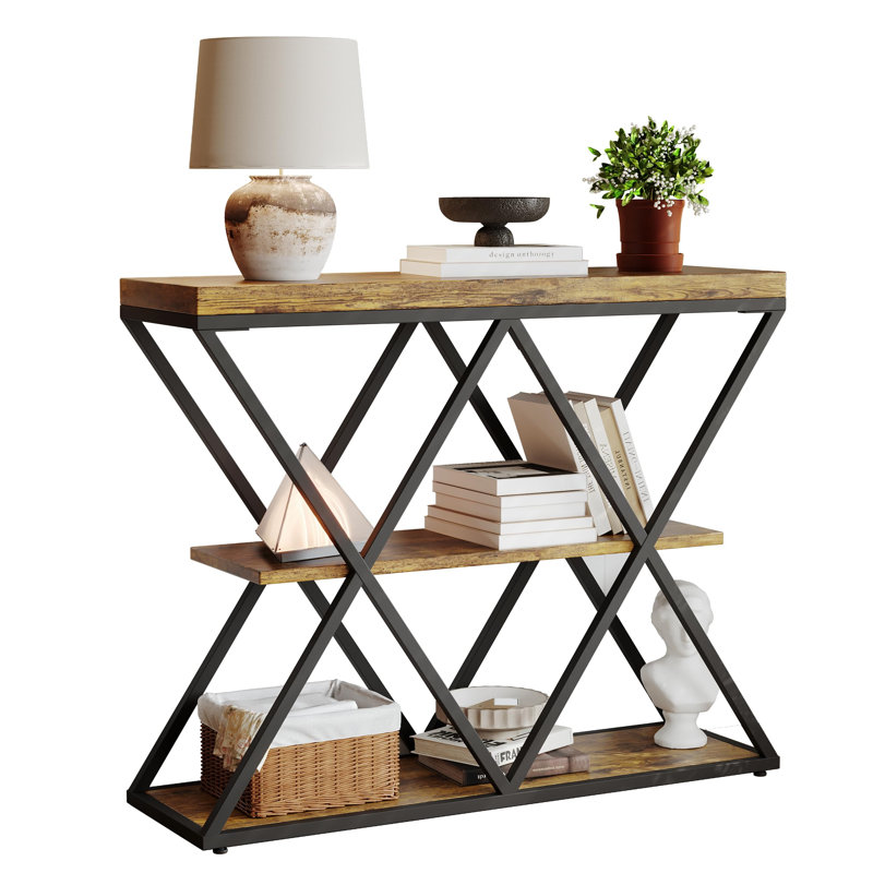 100cm Console Table, Brown, Brown / Black