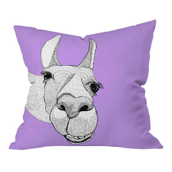 Casey Rogers Llama Outdoor Throw Pillow, 26" x 26"