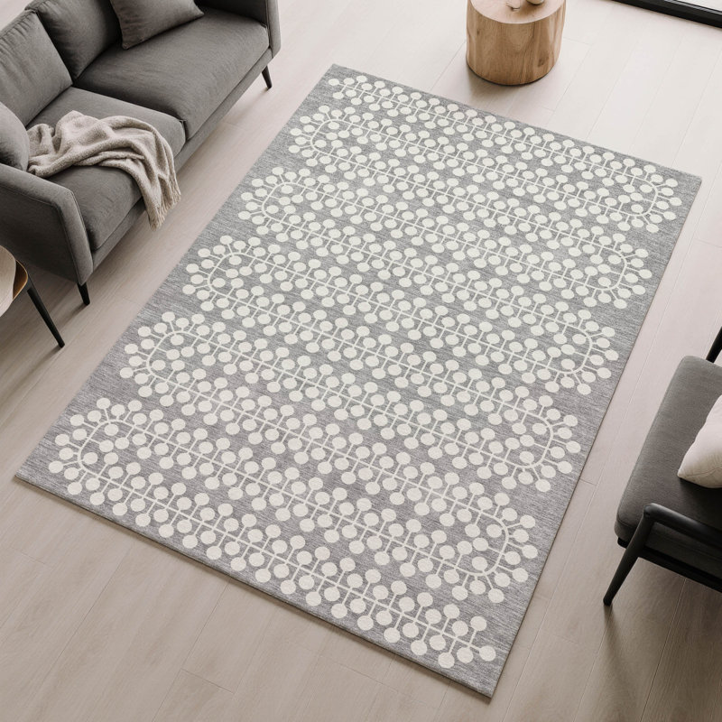 Premium Machine Washable Mayfield AMF2247 Geometric Rug, Gray, 3' x 5'
