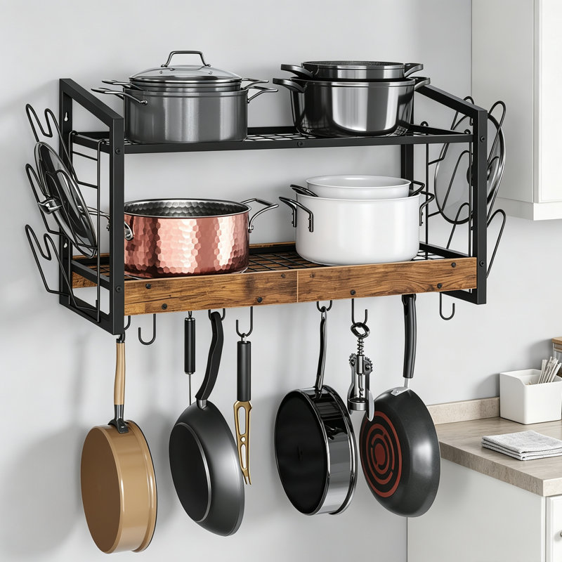 Iron Rectangle Wall Mounted Pot Rack