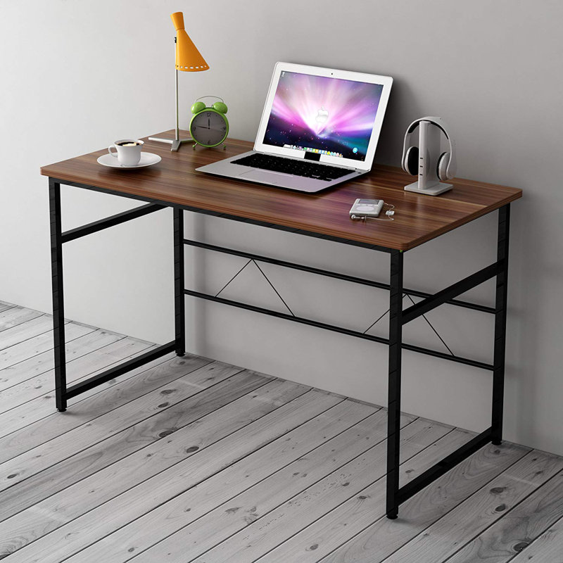 Makale Metal Base Writing Desk, Walnut Finish