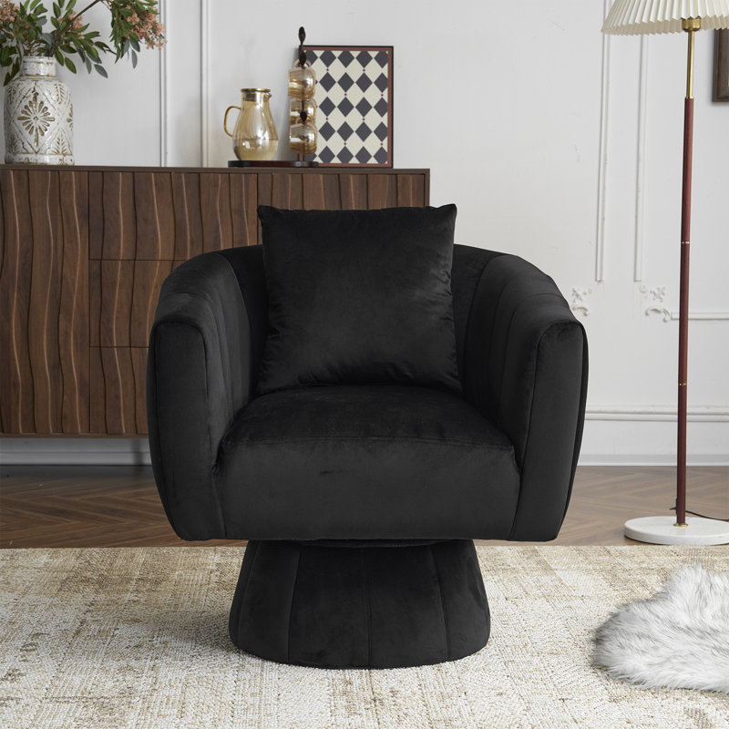Fauteuil pivotant en velours, Velours noir