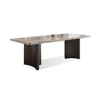 Light Beige Color Rectangular Sintered Stone Tabletop  Dining Table