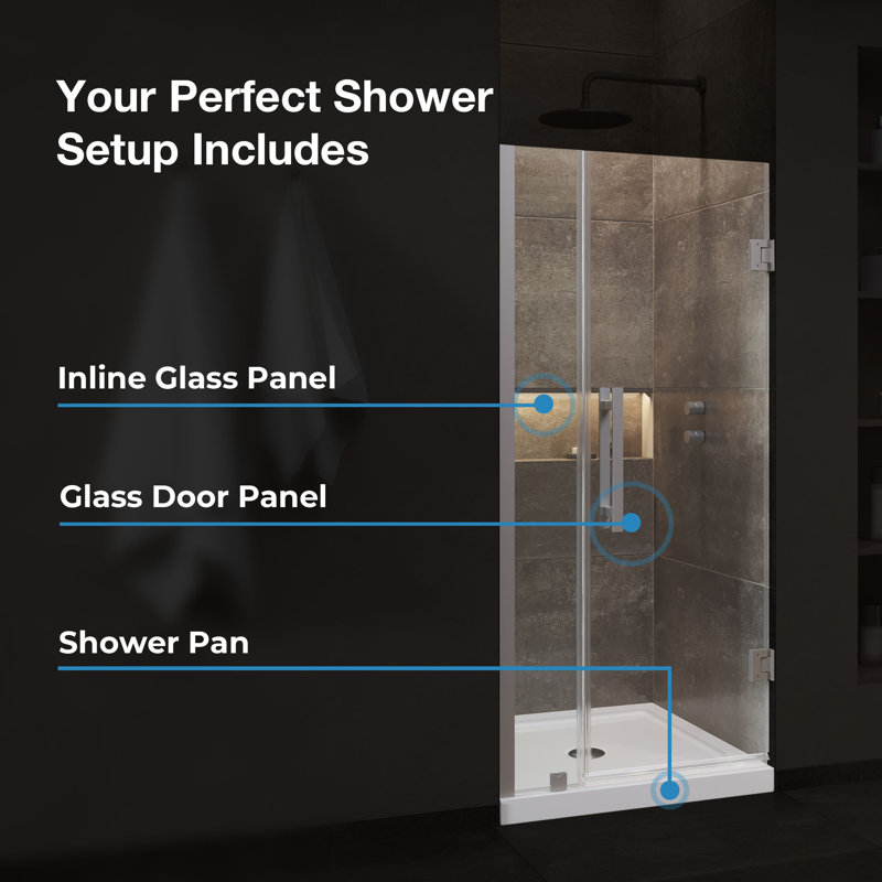 OVE Decors Panama 36 In. W X 32 In. D X 74 3/4 In. H Alcove Frameless Pivot Hinge Shower Door Kit In With Base Pan, 2025