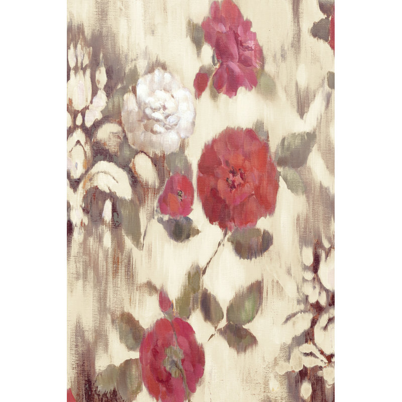 Ikat Rose II by Marietta Cohen - 1 Piece Wrapped Canvas Painting, 46cm H x 30cm W x 3.8cm D