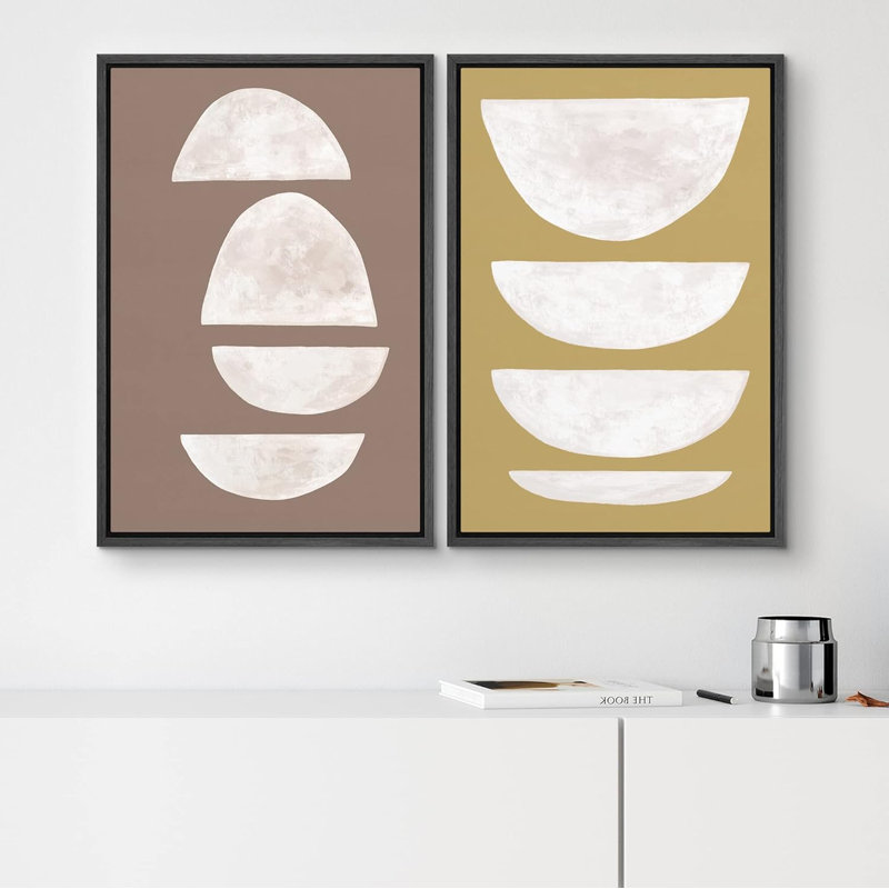 «Pastel Watercolor Green Teal Wave», 2 pièces sur toile, Cadre noir, H 16 po x l 24 po