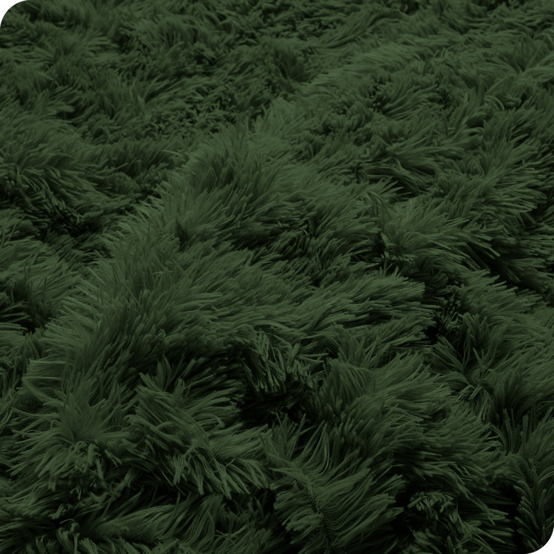 Forest Green Shaggy Faux Fur King/Cal King Duvet Cover
